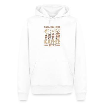 Café, Fête des pères, Papa - Sweat à capuche Premium bio Homme - blanc - Devant - Nico (187cm)