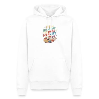 Une bonne journée pour faire de l’art - la créativité - Sweat à capuche Premium bio Homme - blanc - Devant - Nico (187cm)