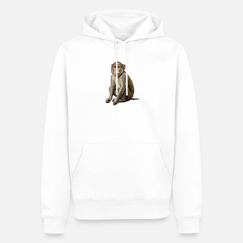 Macaque Macaque - Premium luomulaatuinen miesten huppari - valkoinen