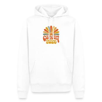 Cancún 2026 Retro Sonnenuntergang - Männer Premium Bio Hoodie - Weiß - Vorne - Nico (187cm)