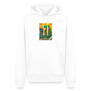 Neon Street Dino : Skeleton contre Alligator PDG - Sweat à capuche Premium bio Homme - blanc - Devant - Nico (187cm)