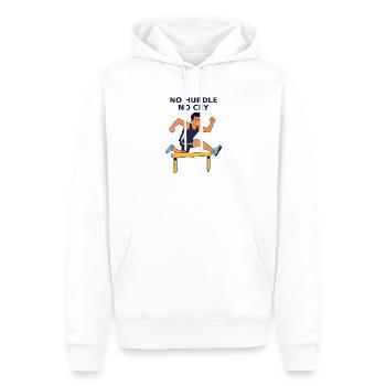 No Hurdle No Cry - Sprintheld - Männer Premium Bio Hoodie - Weiß - Vorne - Nico (187cm)
