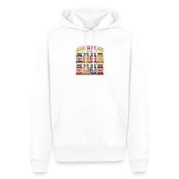 Jesus ist mein Jam – Glaubensgläser - Männer Premium Bio Hoodie - Weiß - Vorne - Nico (187cm)