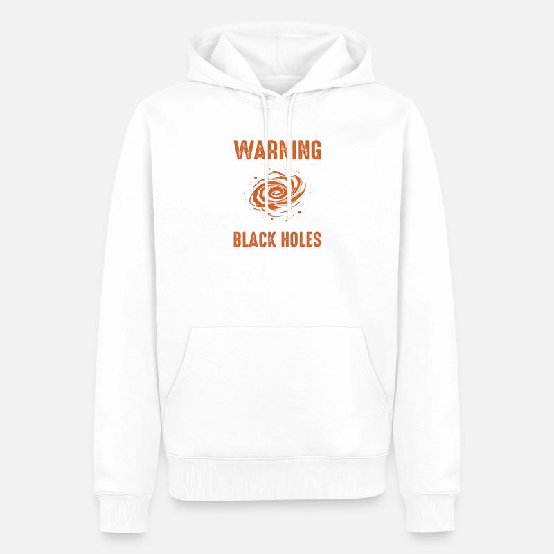 Warnung: Gespräch über Schwarze Löcher - Männer Premium Bio Hoodie - Weiß