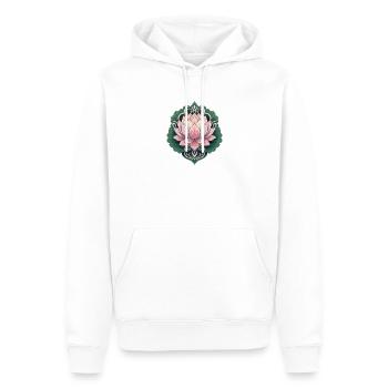 Pinkes Lotusmandala auf Grün - Männer Premium Bio Hoodie - Weiß - Vorne - Nico (187cm)