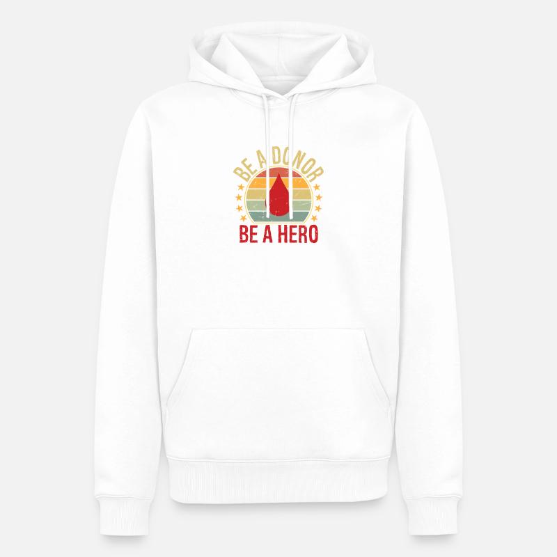 Sei ein Spender Sei ein Held - Männer Premium Bio Hoodie - Weiß