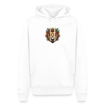 Tête de lion en frénésie tropicale - Sweat à capuche Premium bio Homme - blanc - Devant - Nico (187cm)