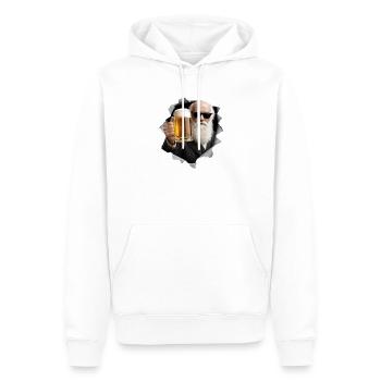 Charles Darwin hält ein Bier - Männer Premium Bio Hoodie - Weiß - Vorne - Nico (187cm)