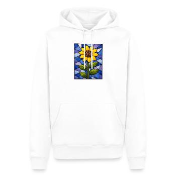 Graphismes de tournesols jaunes Fleurs de tournesol - Sweat à capuche Premium bio Homme - blanc - Devant - Nico (187cm)