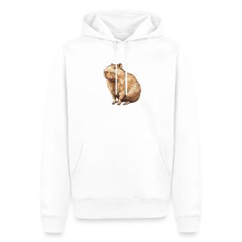 Portrait de capybara en brun chaud - Sweat à capuche Premium bio Homme - blanc - Devant - Nico (187cm)