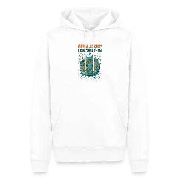 Keimwitze kultivieren | Mikrobiologie Humor - Männer Premium Bio Hoodie - Weiß - Vorne - Nico (187cm)