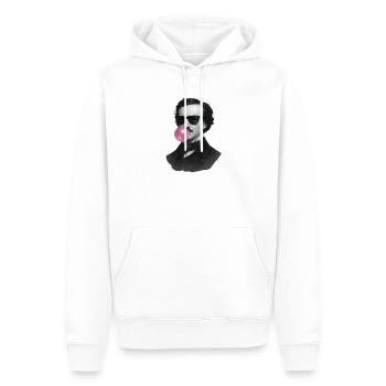Edgar Allan Poe avec du chewing-gum et des lunettes de soleil - Sweat à capuche Premium bio Homme - blanc - Devant - Nico (187cm)