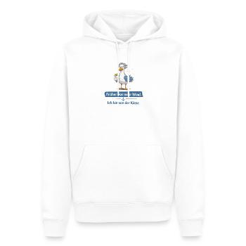 Küstenmöwe mit Pommes früher war mehr Wind  - Männer Premium Bio Hoodie - Weiß - Vorne - Nico (187cm)