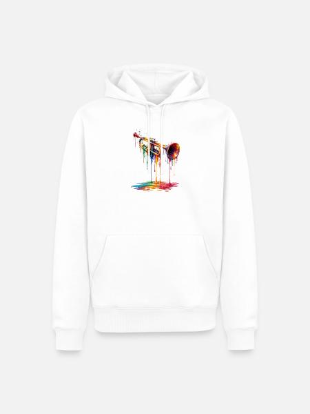 Trumpet with dripping paint - Men’s Premium Organic Hoodie - white