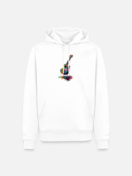 Ukulele med dryppende maling - Herre Premium økologisk hoodie - hvid