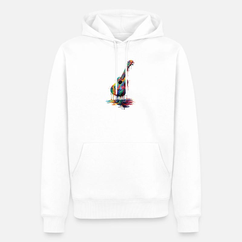 Ukulele with dripping paint - Men’s Premium Organic Hoodie - white