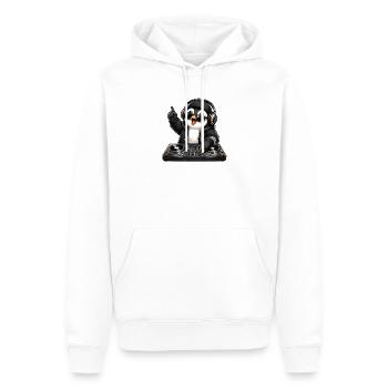 Cooler Pinguin DJ Musik Techno Club Party - Männer Premium Bio Hoodie - Weiß - Vorne - Nico (187cm)