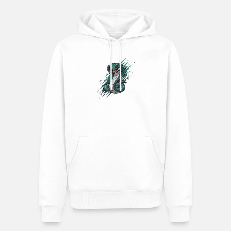 Cobra dans un motif d’impression d’attaque - Sweat à capuche Premium bio Homme - blanc