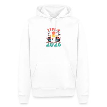 Italien 2026 - Herre Premium økologisk hoodie - hvid - Foran - Nico (187cm)