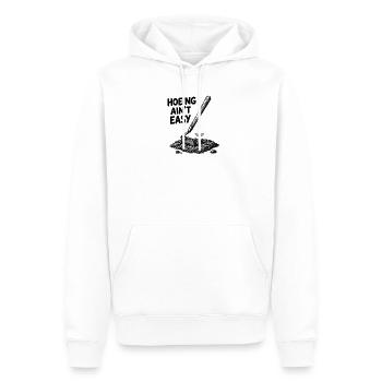Hacken ist nicht einfach – Gartenarbeit für Frauen - Männer Premium Bio Hoodie - Weiß - Vorne - Nico (187cm)