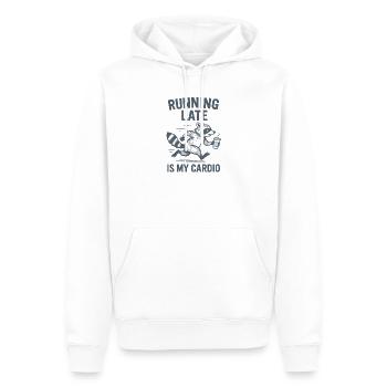 Trop tard | Course à pied humoristique cardio - Sweat à capuche Premium bio Homme - blanc - Devant - Nico (187cm)