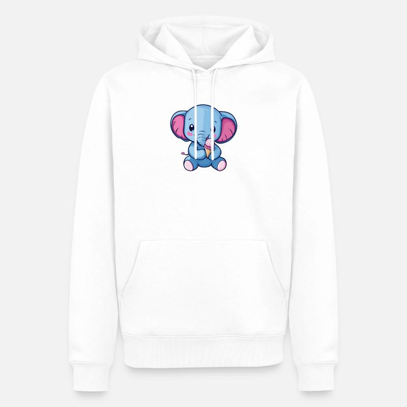 Blauer Elefanten Eisgenuss - Männer Premium Bio Hoodie - Weiß