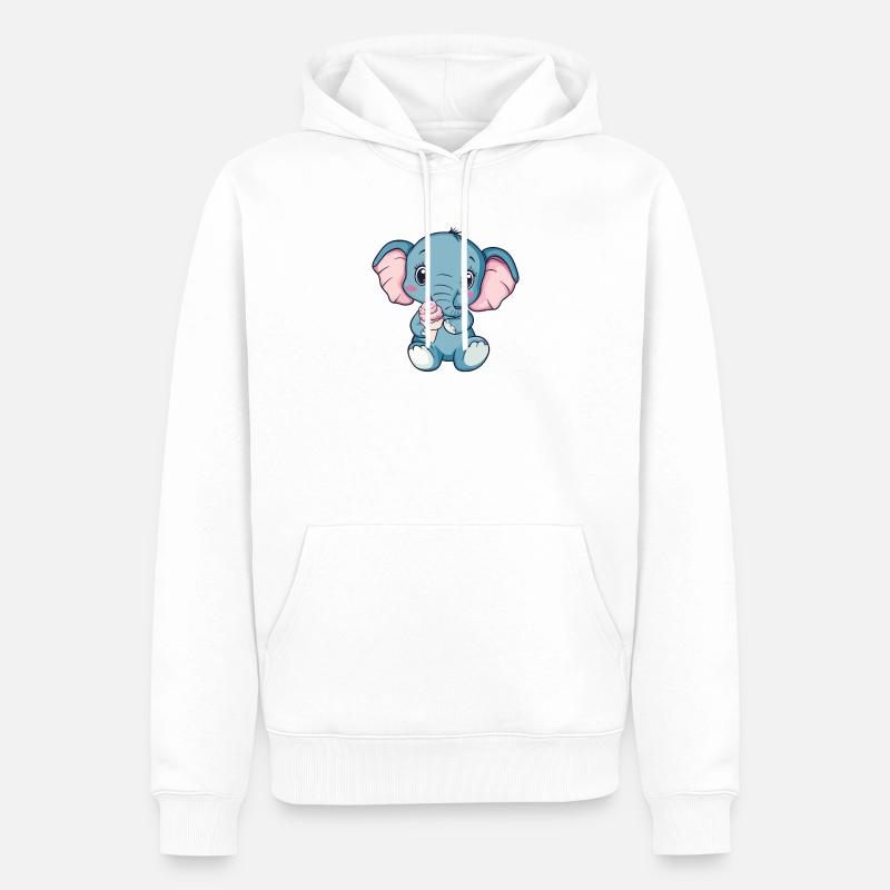 Illustration de crème glacée éléphant câline - Sweat à capuche Premium bio Homme - blanc