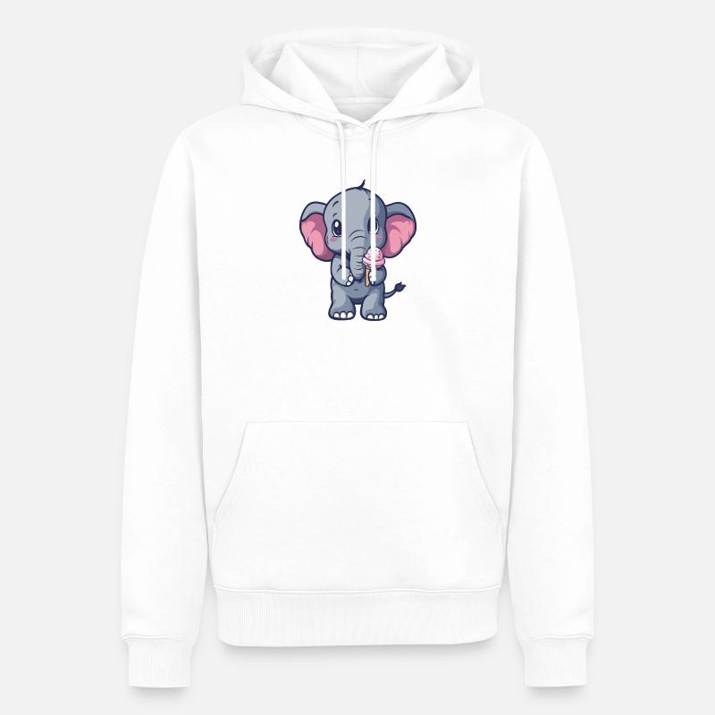 Kleiner Elefant Eiscreme Freund - Männer Premium Bio Hoodie - Weiß