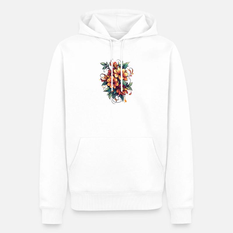 Bouquet de Fleurs de Feu - Sweat à capuche Premium bio Homme - blanc