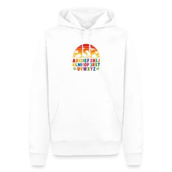 Regenbogen-Dino-Alphabet - Männer Premium Bio Hoodie - Weiß - Vorne - Nico (187cm)