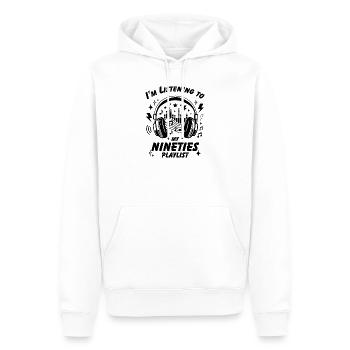 Ich höre meine Neunziger-Playlist - Männer Premium Bio Hoodie - Weiß - Vorne - Nico (187cm)