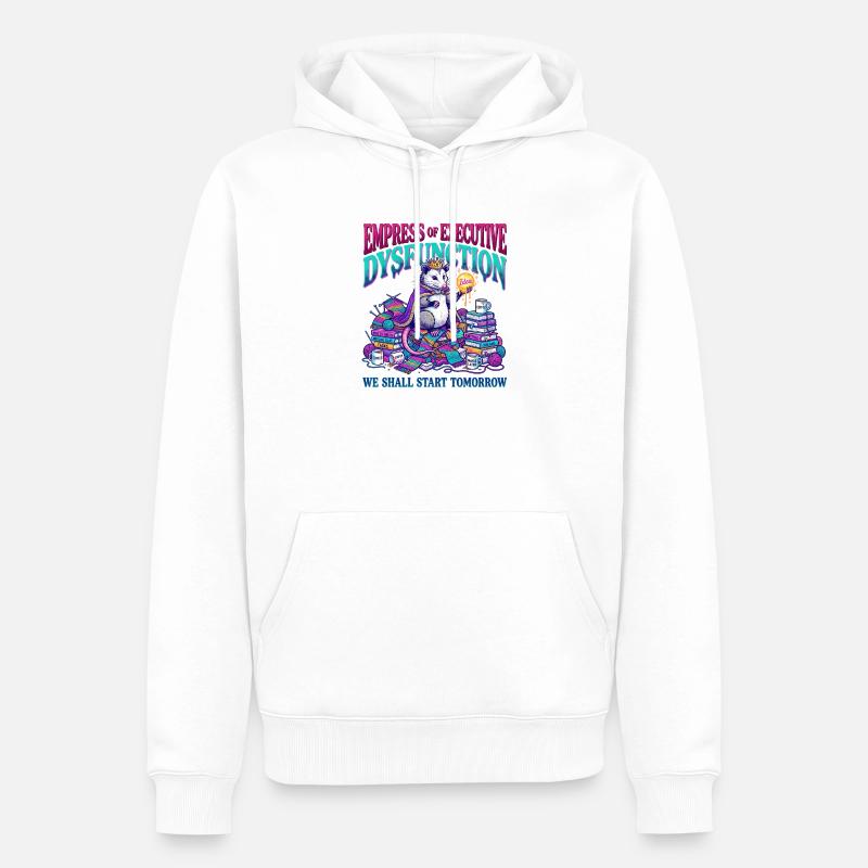ADHD Executive Dysfunction Opossum - Men’s Premium Organic Hoodie - white