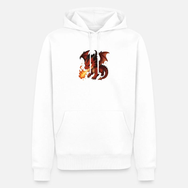 Souffle de Feu du Dragon Rouge - Sweat à capuche Premium bio Homme - blanc