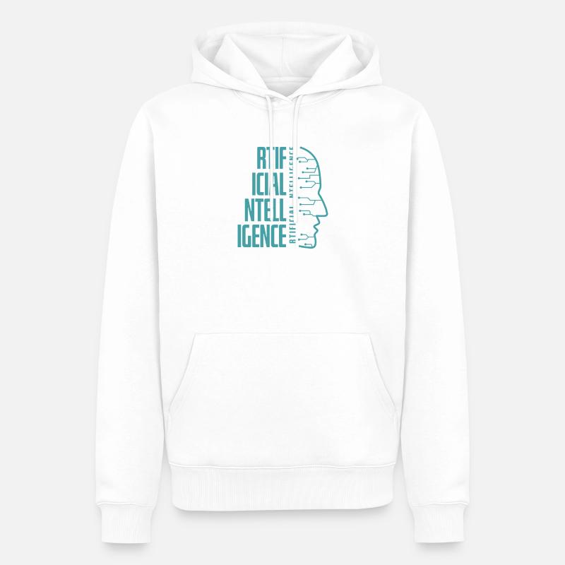 Artificial Intelligence Circuit Face Design - Männer Premium Bio Hoodie - Weiß