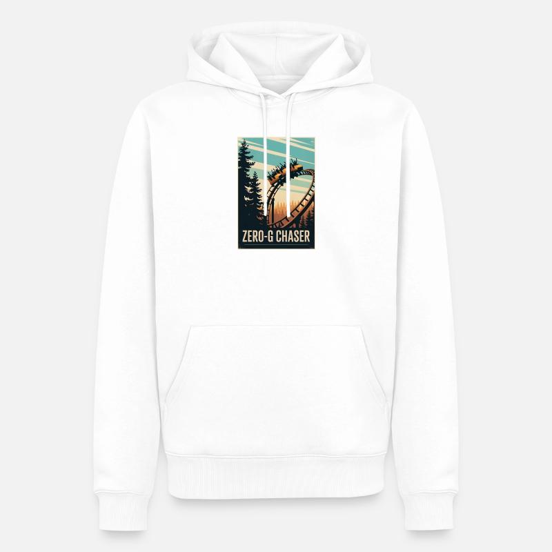 Zero-G Hunter | Roller Coaster Thrill - Men’s Premium Organic Hoodie - white