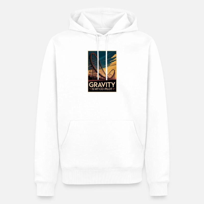 Gravity as a passenger | Roller coaster - Men’s Premium Organic Hoodie - white