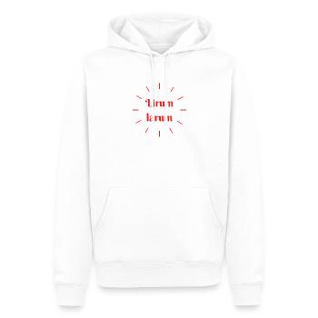 Lirumlarum Sun - Vocabulaire, mots oubliés - Sweat à capuche Premium bio Homme - blanc - Devant - Nico (187cm)