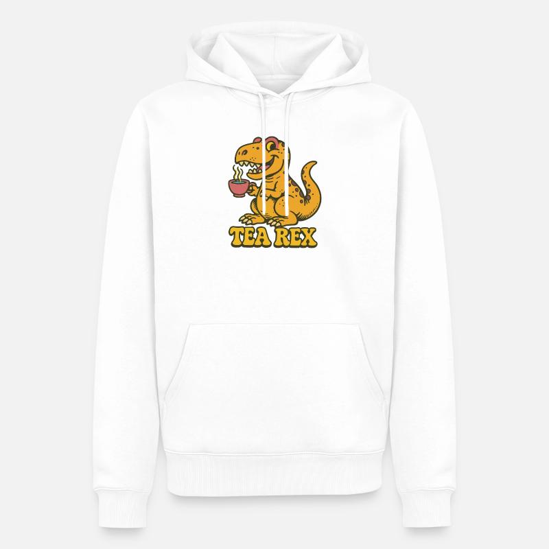 Tea Rex: Dinosaurier-Teezeit - Männer Premium Bio Hoodie - Weiß