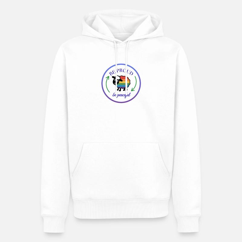 Pride Regenbogen-Schaf: Stolz und Friedlich - Männer Premium Bio Hoodie - Weiß