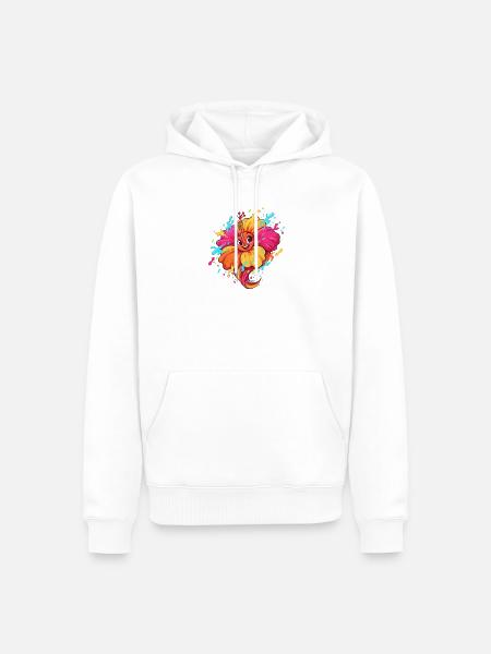Kunterbunter Hibiskus-Karikatur - Männer Premium Bio Hoodie - Weiß