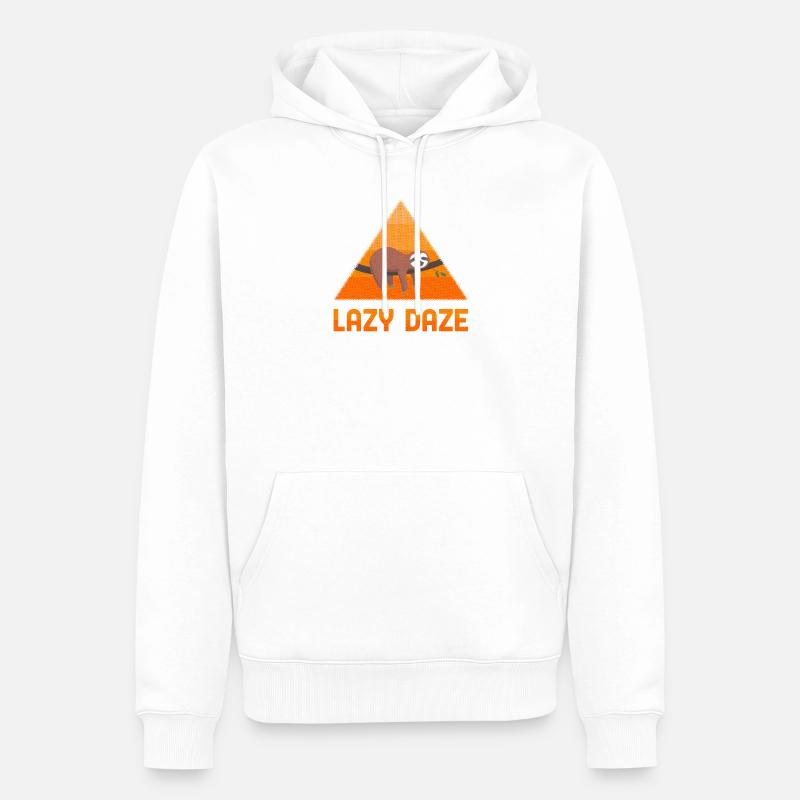 Lazy Daze Sloth Rétro Chill Vibes - Sweat à capuche Premium bio Homme - blanc