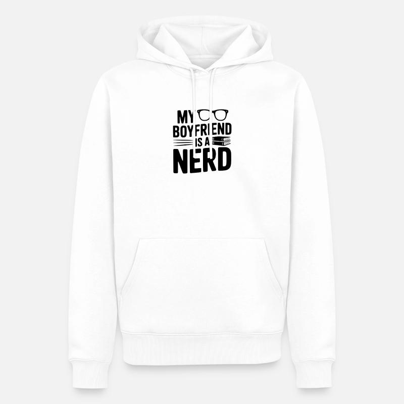 Mon copain est un nerd - Sweat à capuche Premium bio Homme - blanc