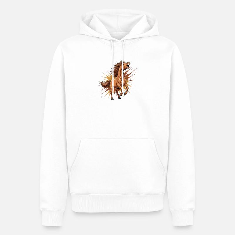 Wildes Pferd im Farbschwall - Männer Premium Bio Hoodie - Weiß