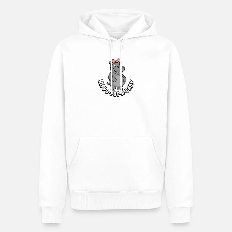 Schwangere Mutter Nilpferd-Topf-ein-Baby Nilpferd - Männer Premium Bio Hoodie - Weiß