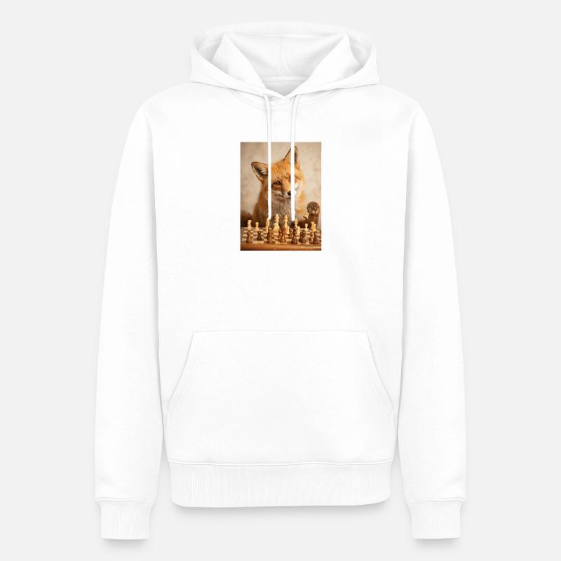 Fuchs spielt Schach - Männer Premium Bio Hoodie - Weiß