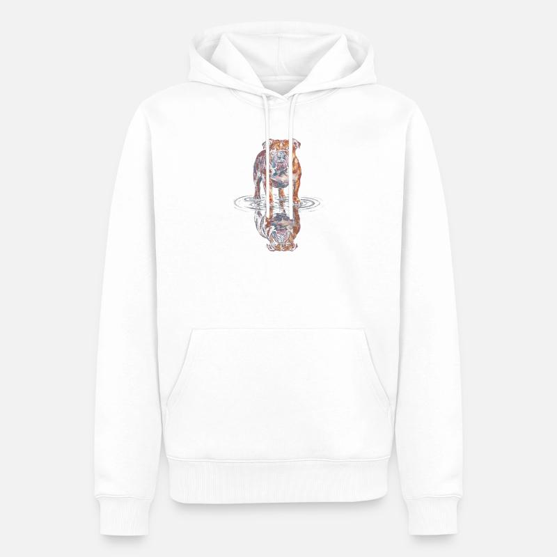 Reflet de l’eau du bouledogue - Sweat à capuche Premium bio Homme - blanc