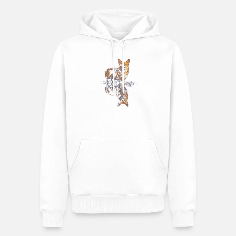 Wasserreflex Corgi - Männer Premium Bio Hoodie - Weiß