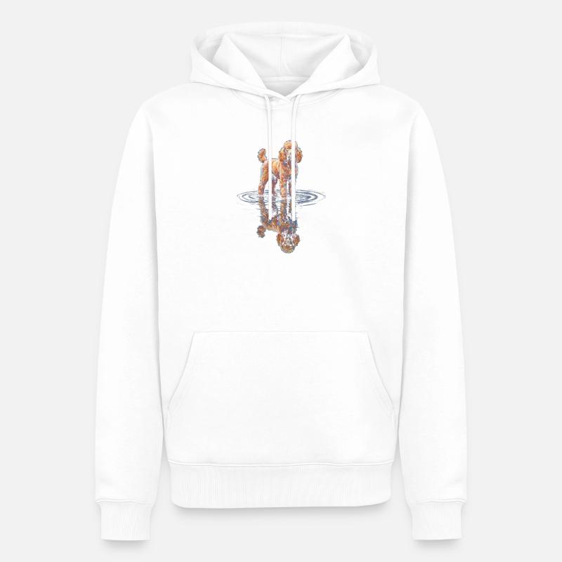 Caniche avec réflexion dans l’eau - Sweat à capuche Premium bio Homme - blanc