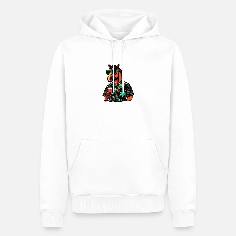Pferd Comic Sommer - Männer Premium Bio Hoodie - Weiß