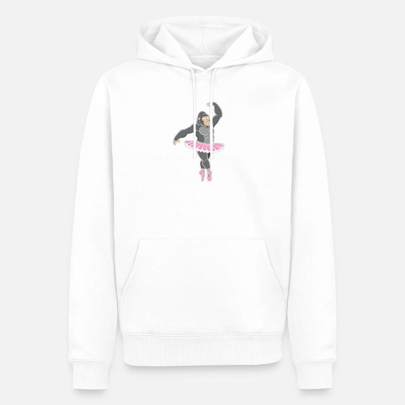 Gorille en tutu rose dansant - Sweat à capuche Premium bio Homme - blanc